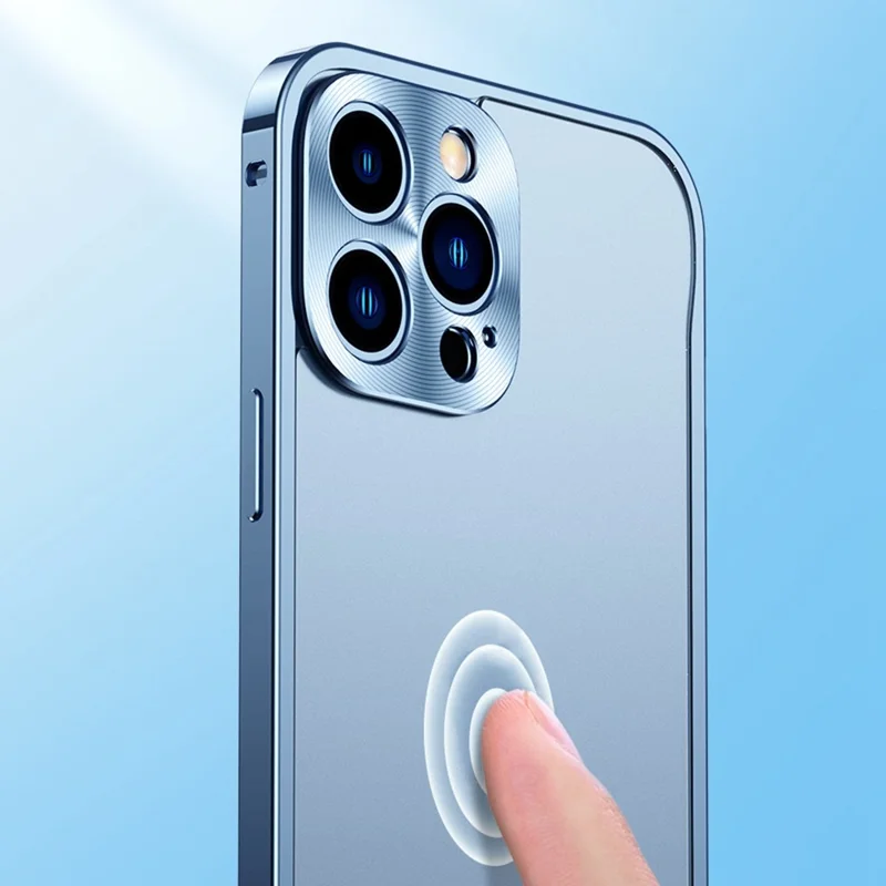 Telefonskal för iPhone 14 Pro Max 6,7 tum Skyddande hårddisk PC+Metall med metallhak - Svart