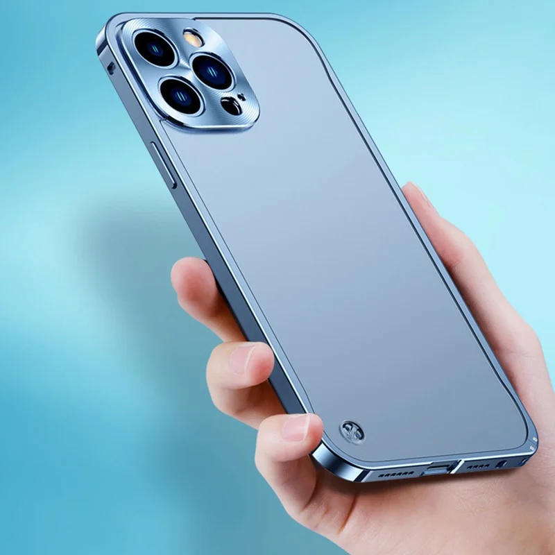 Telefonskal för iPhone 14 Pro Max 6,7 tum Skyddande hårddisk PC+Metall med metallhak - Svart