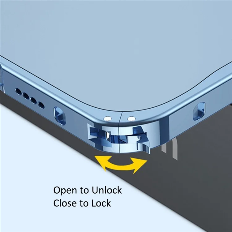 Case a Prueba de Choque Para Iphone 14 Max 6.7 Pulgadas PC+Metal Slim Telephip Cubierta Anti-Scratch Telephip Con Bloqueo de Metal - Azul