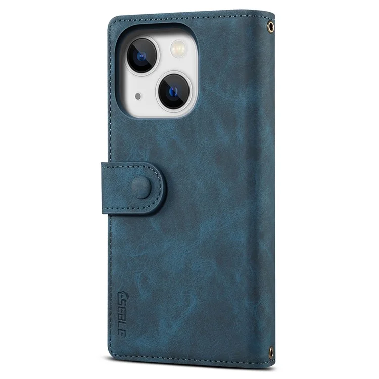 Star Series For iPhone 14 6.1 inch Phone Wallet Cover Multi-functional Zipper Pocket Shockproof Cell Phone Case - Blue
