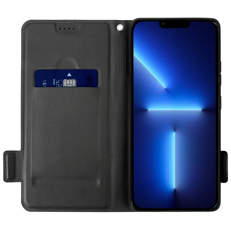 For iPhone 13 Pro Max 6.7 inch Contrast Color Dual Magnetic Clasp Phone Case PU Leather Stand Card Holder Folio Flip Cover - Rose Gold