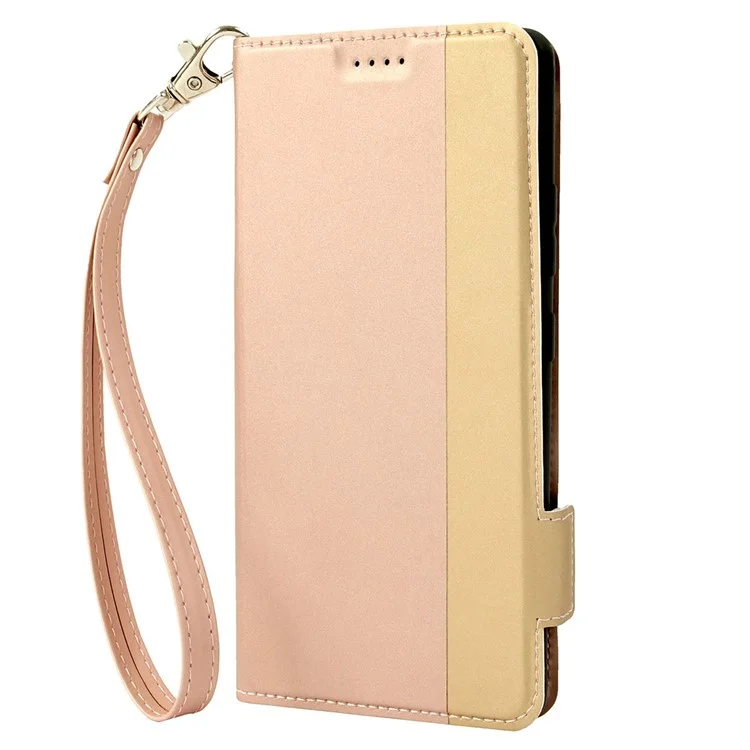 For iPhone 13 Pro Max 6.7 inch Contrast Color Dual Magnetic Clasp Phone Case PU Leather Stand Card Holder Folio Flip Cover - Rose Gold