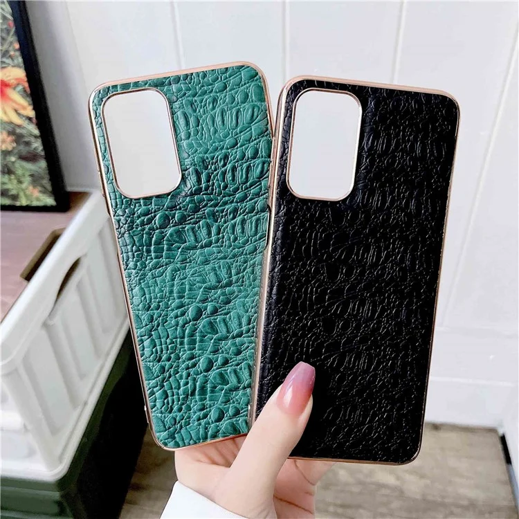 For Samsung Galaxy A53 5G Genuine Cow Leather Coating Case Shockproof TPU + PC Nano Electroplating Frame Protective Cover - Green