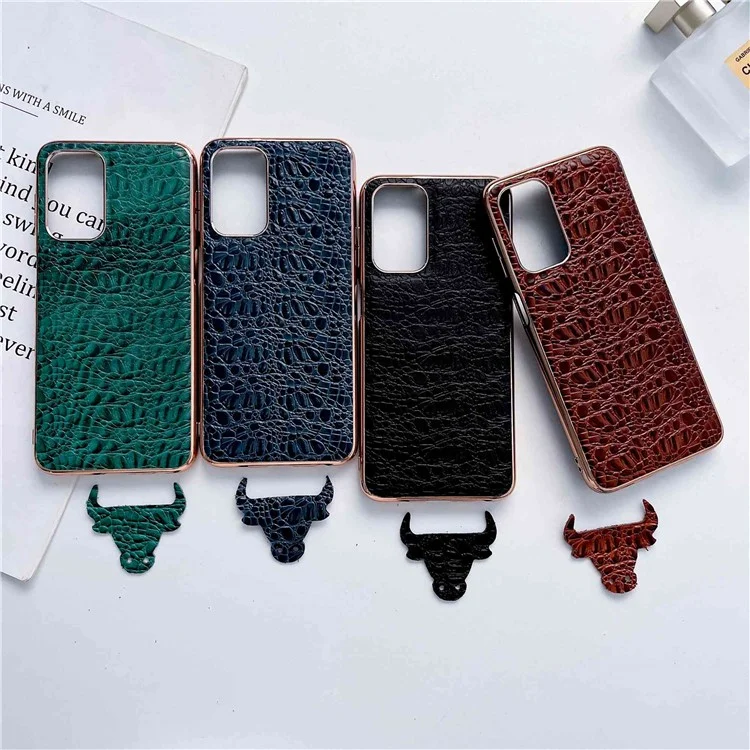 For Samsung Galaxy A53 5G Genuine Cow Leather Coating Case Shockproof TPU + PC Nano Electroplating Frame Protective Cover - Green