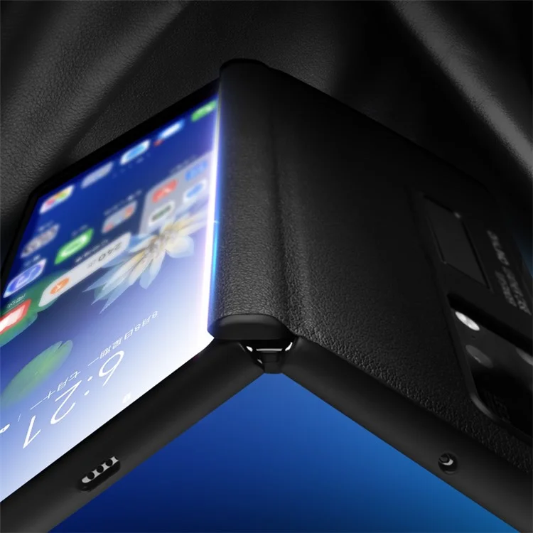 Qialino Para Huawei Mate X2 Smart Automático Acordar / Visualização do Sono Capa de Telefone da Janela Capa Genuína de Couro Anti-gotas de Couro Com Chuteiro Oculto - Cinza Claro