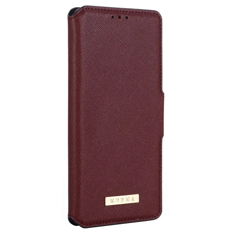 Muxma MX115 Case de Cuero PU Para Samsung Galaxy M53 5G, Textura Cruzada Soporte de Cierre Magnético Billetera Folio Flip Teléfono - Rojo