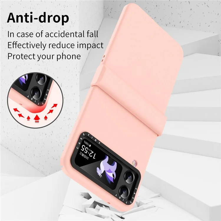 Para Samsung Galaxy Z Flip4 5g Circle Circle Design Anti-use Hard PC Tampa de Telefone Dobrável Com Dobradiça - Rosa