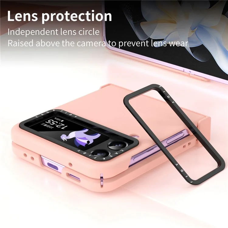 Para Samsung Galaxy Z Flip4 5g Circle Circle Design Anti-use Hard PC Tampa de Telefone Dobrável Com Dobradiça - Rosa
