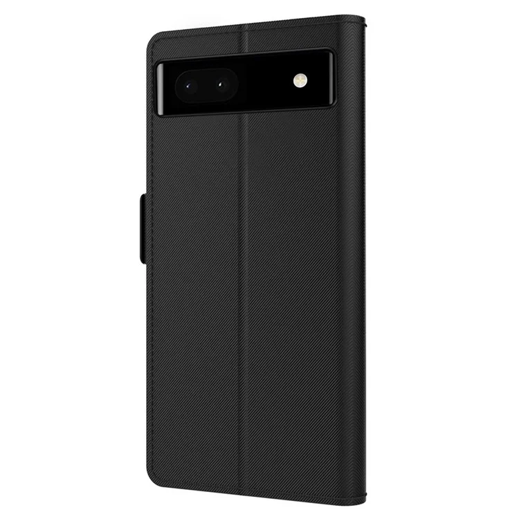 For Google Pixel 6a PU Leather +TPU Phone Case Makeup Mirror Ultra Slim Phone Flip Leather Cover with Card Slots - Black