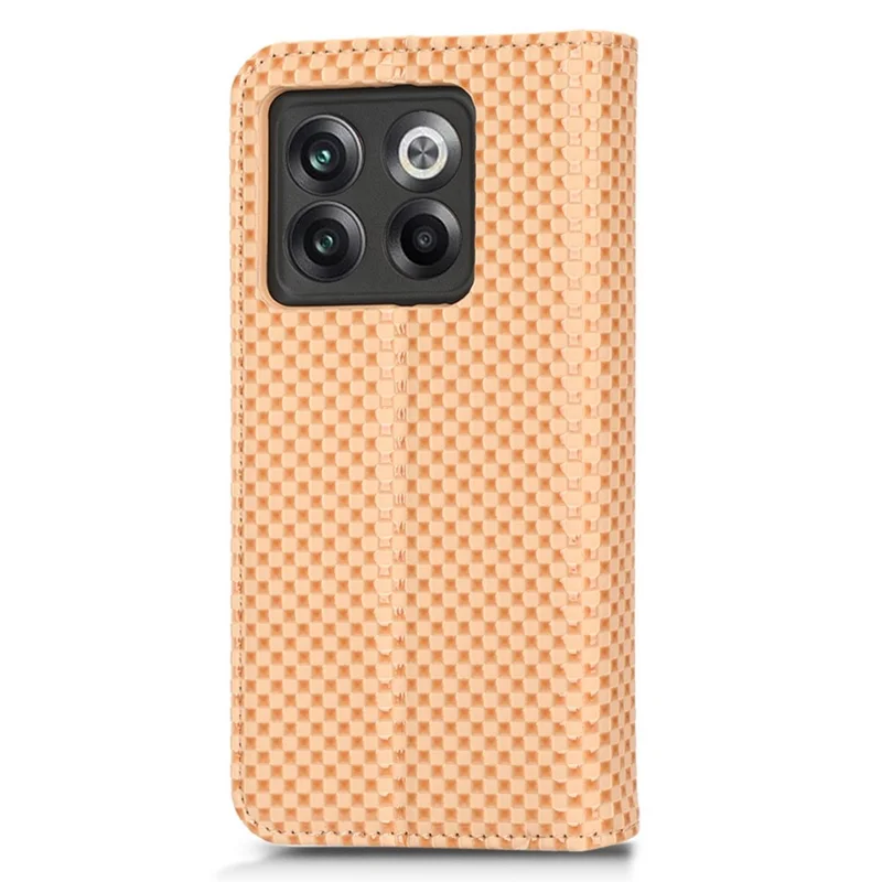 Cover per telefono a portafoglio pieghevole per OnePlus 10T 5G / Ace Pro 5G, custodia protettiva con supporto in ecopelle con texture a griglia, chiusura magnetica automatica - Beige