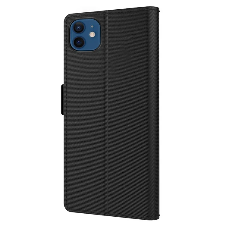 Shockproof Phone Case For iPhone 12 / 12 Pro 6.1 inch, Makeup Mirror Magnetic Closure Phone Flip Leather Cover with Card Slots - Black