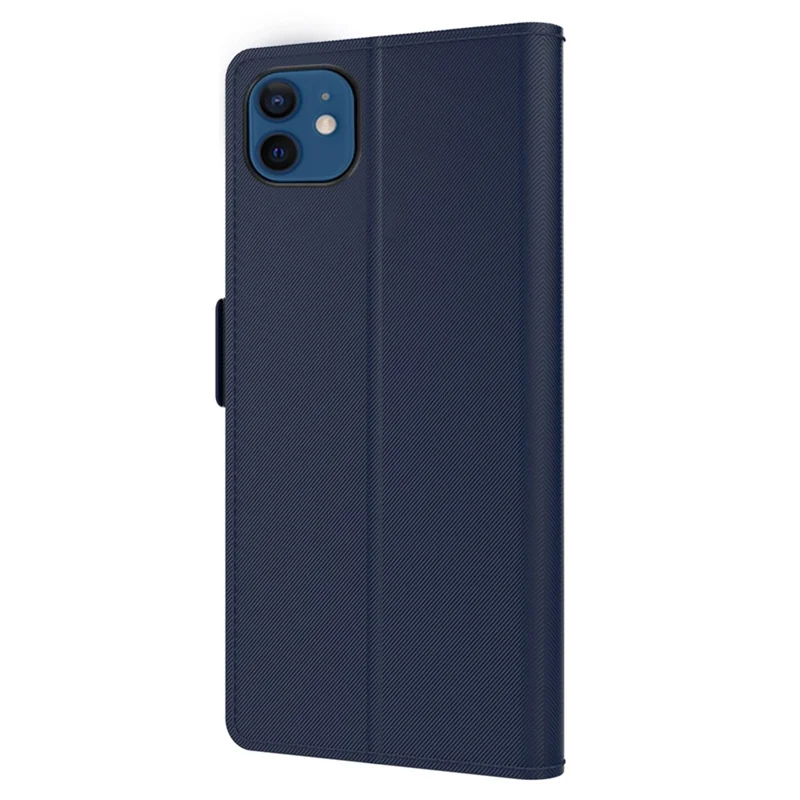 Shockproof Phone Case For iPhone 12 / 12 Pro 6.1 inch, Makeup Mirror Magnetic Closure Phone Flip Leather Cover with Card Slots - Blue
