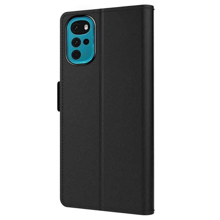Para Motorola Moto G22 PU Leather+TPU Stand Card Holder Mobile Phone Case Magnetic Shell with Makeup Mirror - Black
