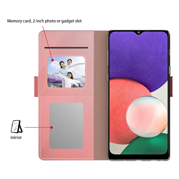 Para Samsung Galaxy A71 5G SM-A716 Funda de piel con soporte de espejo Folio Flip Tarjetero Cierre magnético Funda para teléfono - Oro rosa