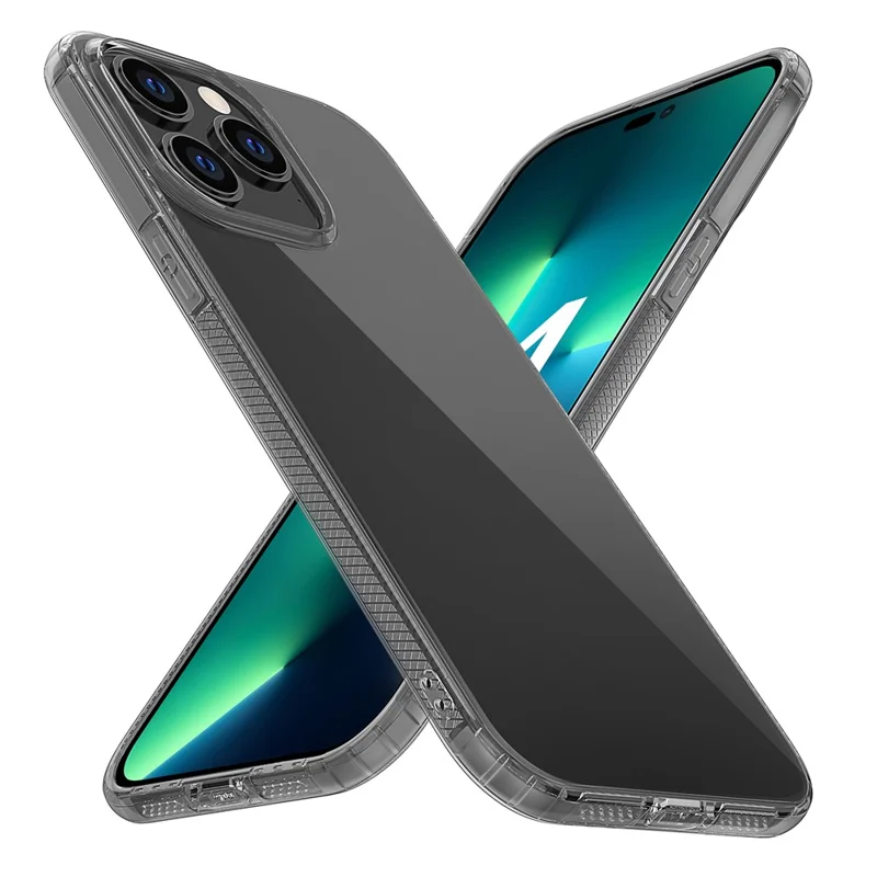 Para Iphone 14 Pro 6,1 Polegadas à Prova de Choque TPU Soft Caixa de Telefone Anti-arranhão Proteção do Airbag Tampa do Telefone - Preto Transparente