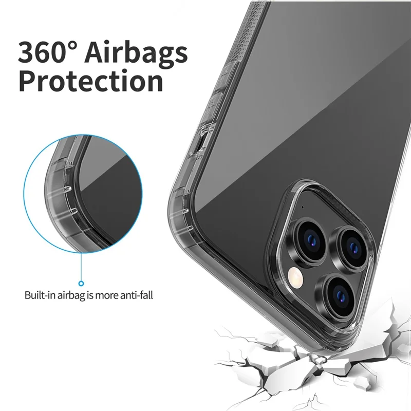 Para Iphone 14 Pro 6,1 Polegadas à Prova de Choque TPU Soft Caixa de Telefone Anti-arranhão Proteção do Airbag Tampa do Telefone - Preto Transparente