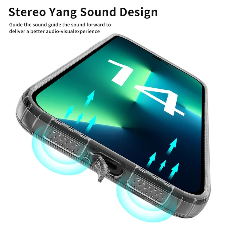 Para Iphone 14 Pro 6,1 Polegadas à Prova de Choque TPU Soft Caixa de Telefone Anti-arranhão Proteção do Airbag Tampa do Telefone - Preto Transparente