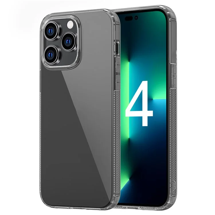 Для Iphone 14 Макс. 6,7 Дюйма Ultra Slim Transprent Proply Soft Tpu Chase Case Anti-drop по Воздушной Безопасности Защита от Подушки Безопасности Телефона. - Прозрачный Черный