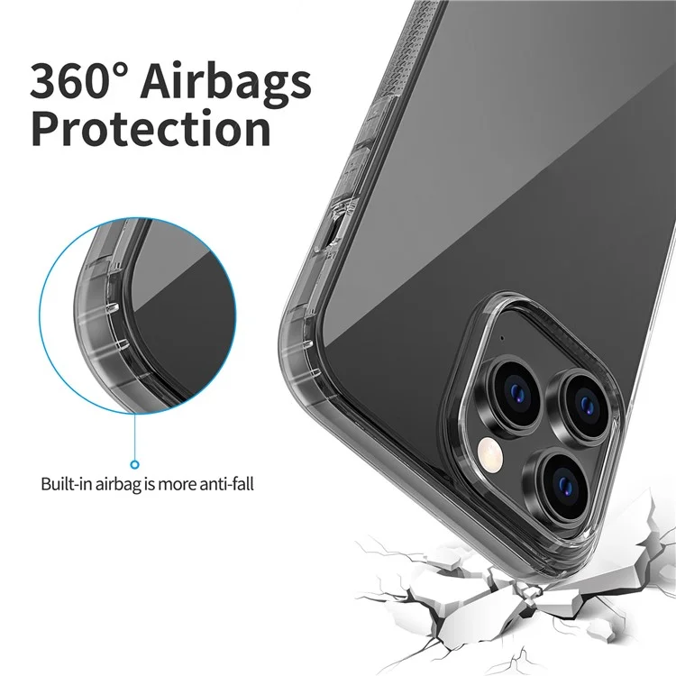 Для Iphone 14 Макс. 6,7 Дюйма Ultra Slim Transprent Proply Soft Tpu Chase Case Anti-drop по Воздушной Безопасности Защита от Подушки Безопасности Телефона. - Прозрачный Черный