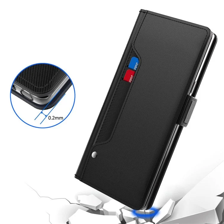 Para OnePlus 10 Pro 5G Espejo de Maquillaje Cubierta de Cuero PU Lateral Broche Magnético a Prueba de Golpes Soporte Titular de Tarjeta Funda para Teléfono - Negro