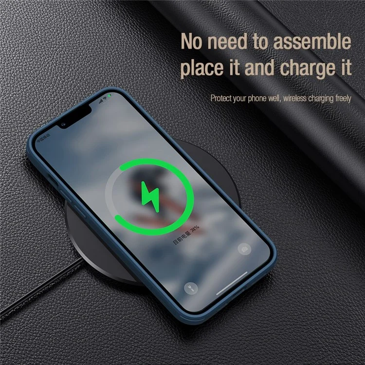 Nillkin Per Iphone 13 Pro Max 6,7 Pollici PC Rivestito in Pelle PU + TPU Slide Copertura Della Telecamera Cover Antidrop Plector Shell Protector - Nero