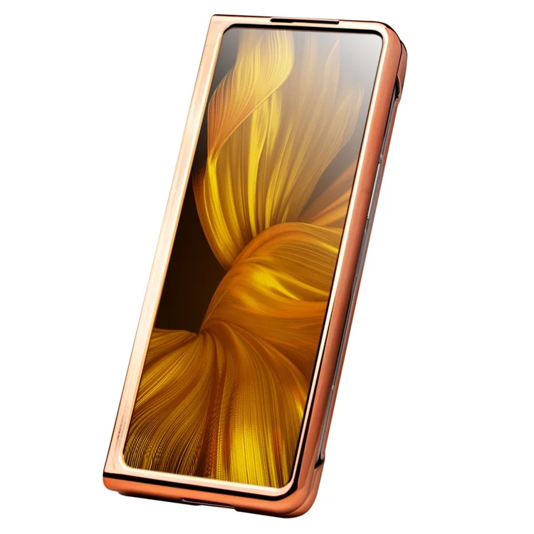 Qialino Para Samsung Galaxy Z Fold3 5G Textura de Crocodilo - Castanho
