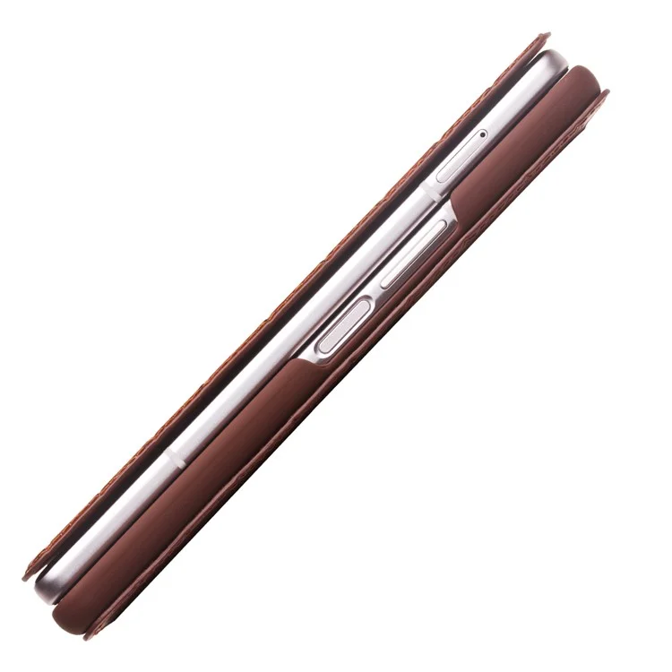 QIALINO for Samsung Galaxy Z Fold3 5G Crocodile Texture Genuine Cowhide Leather Auto-Absorbed Magnetic Anti-Fall Ultra-Slim Phone Case - Brown