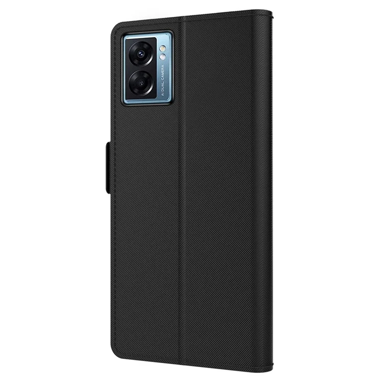 Custodia in pelle PU per Oppo A77 5G / A57 (2022) 5G, funzione specchio Chiusura magnetica Custodia per telefono con slot per schede e supporto - Nero