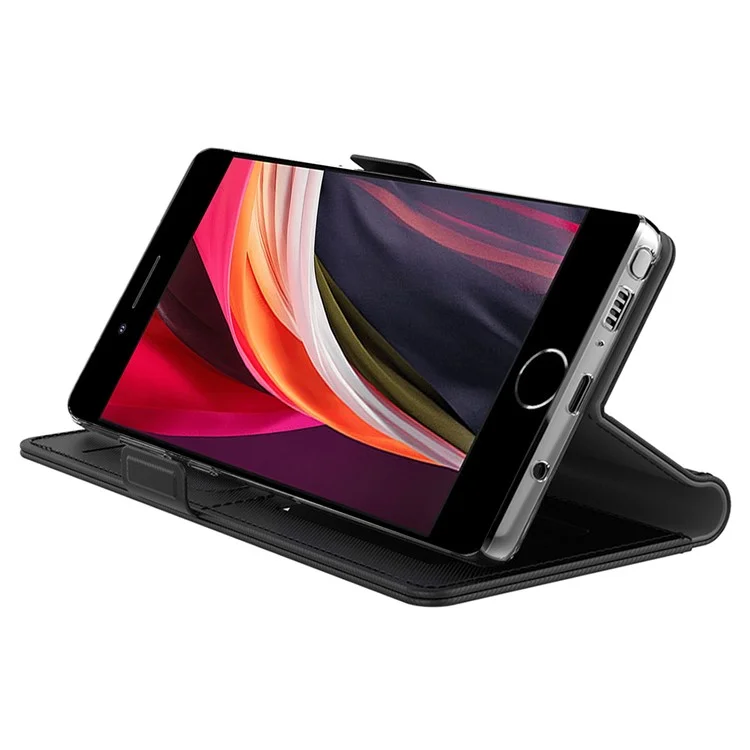 For iPhone SE (2022) / (2020) / 7 / 8 4.7 inch Makeup Mirror Protective Phone Cover PU Leather Stand Card Holder Shockproof Case - Black