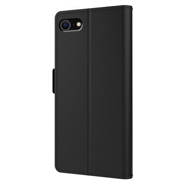 For iPhone SE (2022) / (2020) / 7 / 8 4.7 inch Makeup Mirror Protective Phone Cover PU Leather Stand Card Holder Shockproof Case - Black