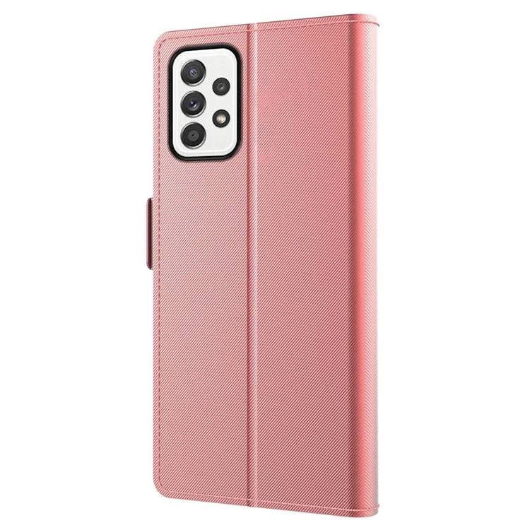 Para Samsung Galaxy A52 4G / 5G / A52s 5G Makeup Mirror Stand Leather Case Card Holder Magnetic Clasp Phone Cover - Rose Gold