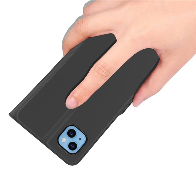 For iPhone 13 6.1 inch Anti-fall PU Leather Card Holder Phone Case Full Body Protection Double Magnetic Clasp Phone Cover - Black