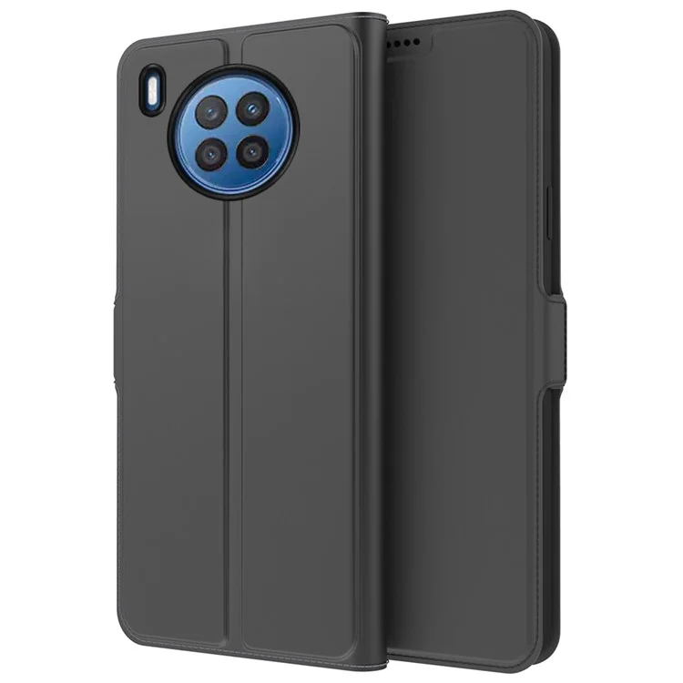 Pour Huawei nova 8i / Honor 50 Lite Anti-chute Étui de téléphone portable en cuir PU avec porte-carte Support Caractéristique Étui à rabat magnétique - Noir
