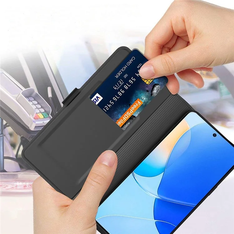Pour Huawei nova 8i / Honor 50 Lite Anti-chute Étui de téléphone portable en cuir PU avec porte-carte Support Caractéristique Étui à rabat magnétique - Noir