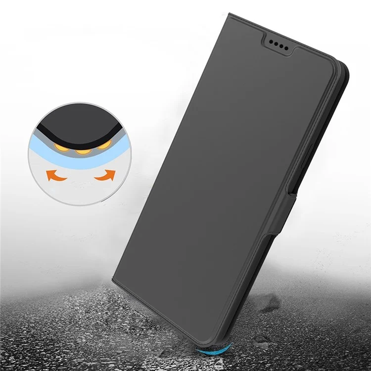 Pour Huawei nova 8i / Honor 50 Lite Anti-chute Étui de téléphone portable en cuir PU avec porte-carte Support Caractéristique Étui à rabat magnétique - Noir