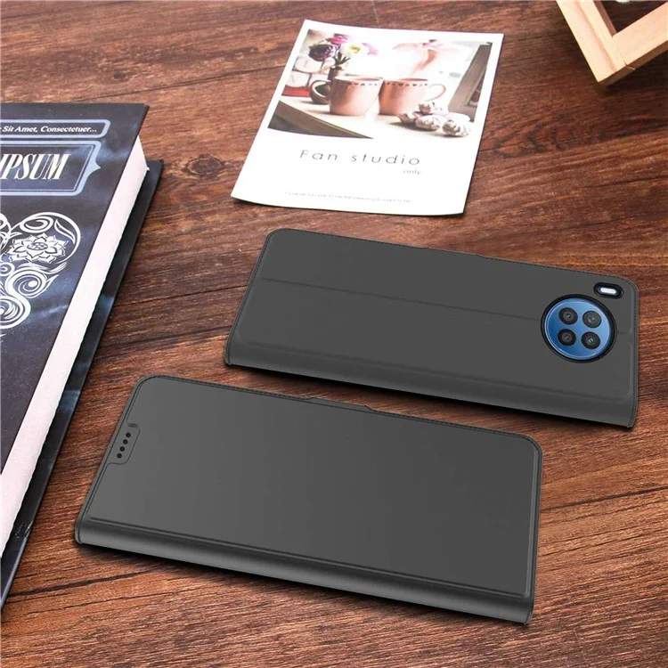 Pour Huawei nova 8i / Honor 50 Lite Anti-chute Étui de téléphone portable en cuir PU avec porte-carte Support Caractéristique Étui à rabat magnétique - Noir