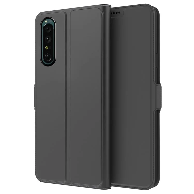 Per Sony Xperia 5 III 5G Custodia in pelle PU con slot per schede Chiusura magnetica Supporto a ribaltamento - Nero