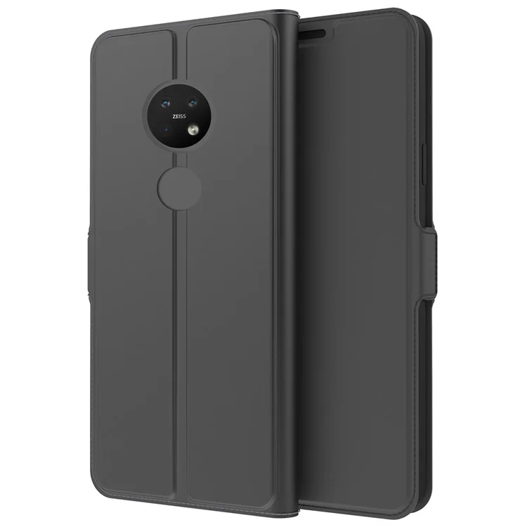 Per Nokia 7.2 Card Holder Function PU Leather Phone Case Anti-fall Magnetic Protector with Stand - Black