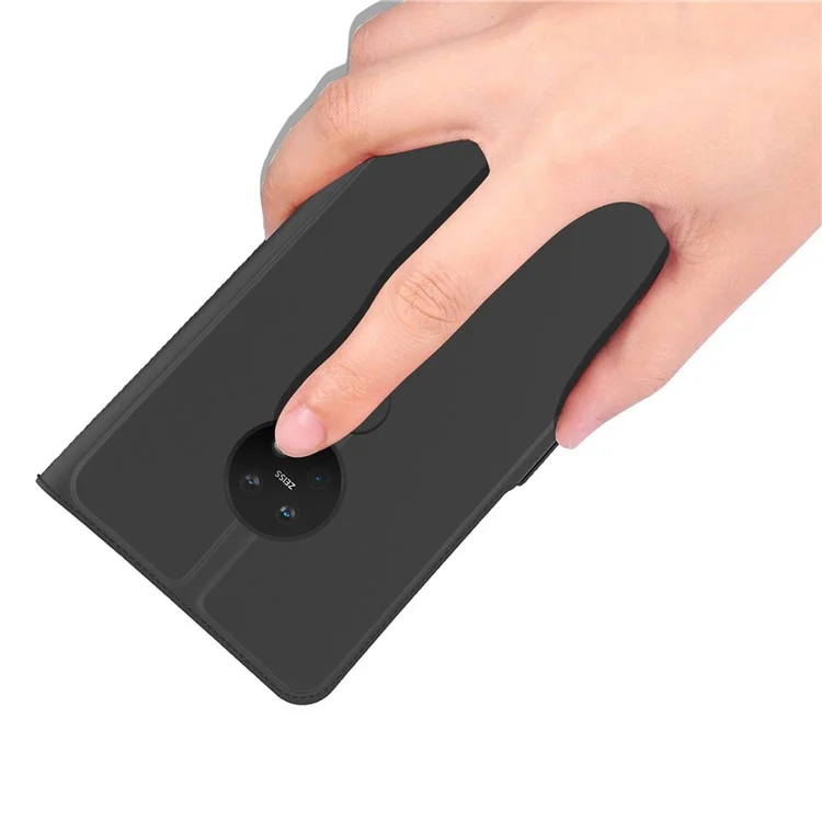 Per Nokia 7.2 Card Holder Function PU Leather Phone Case Anti-fall Magnetic Protector with Stand - Black