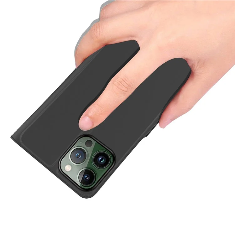 For iPhone 13 Pro 6.1 inch Anti-scratch PU Leather Flip Folio Phone Cover Inner TPU Magnetic Full Protection Stand Card Slot Phone Case - Black