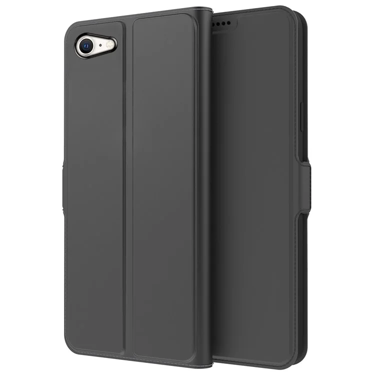 Для iPhone SE (2020) / SE (2022) / 7 / 8 4,7 дюйма Чехол с двойной магнитной застежкой из искусственной кожи со слотом для карты и подставкой - Черный