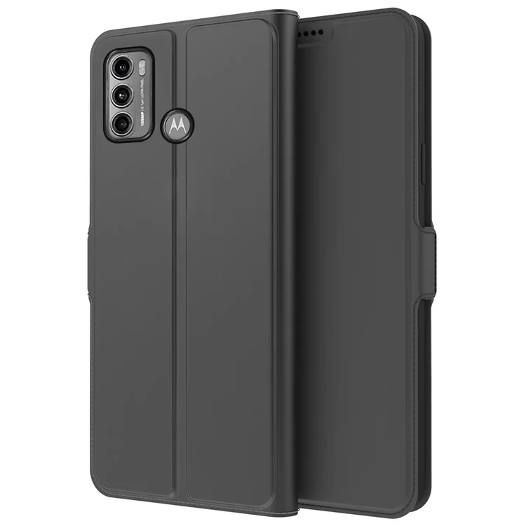 Für Motorola Moto G60 Magnetische PU-Leder-Folio-Flip-Abdeckung Faltständer Flip-Kartenfach Schutzgehäuse - Schwarz