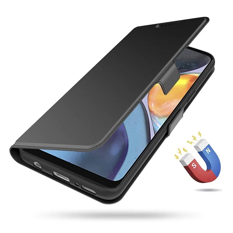 Für Motorola Moto G60 Magnetische PU-Leder-Folio-Flip-Abdeckung Faltständer Flip-Kartenfach Schutzgehäuse - Schwarz
