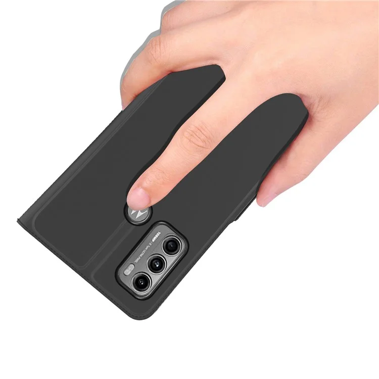 Für Motorola Moto G60 Magnetische PU-Leder-Folio-Flip-Abdeckung Faltständer Flip-Kartenfach Schutzgehäuse - Schwarz