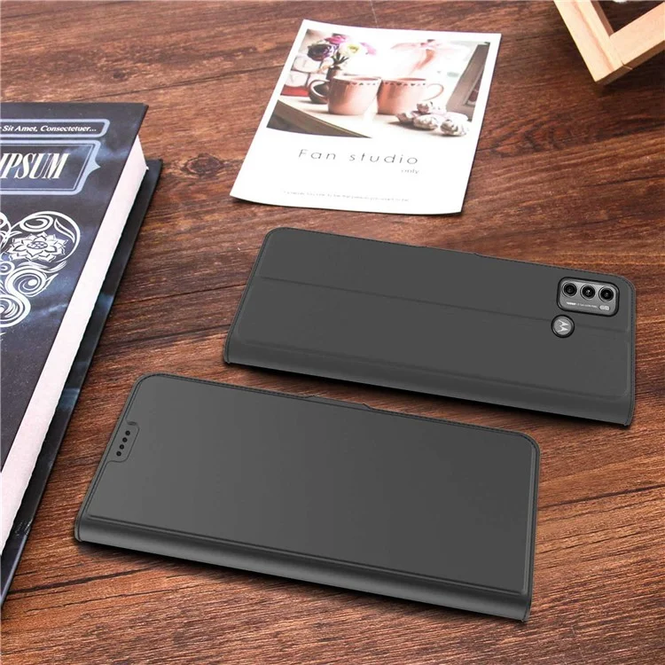 Für Motorola Moto G60 Magnetische PU-Leder-Folio-Flip-Abdeckung Faltständer Flip-Kartenfach Schutzgehäuse - Schwarz