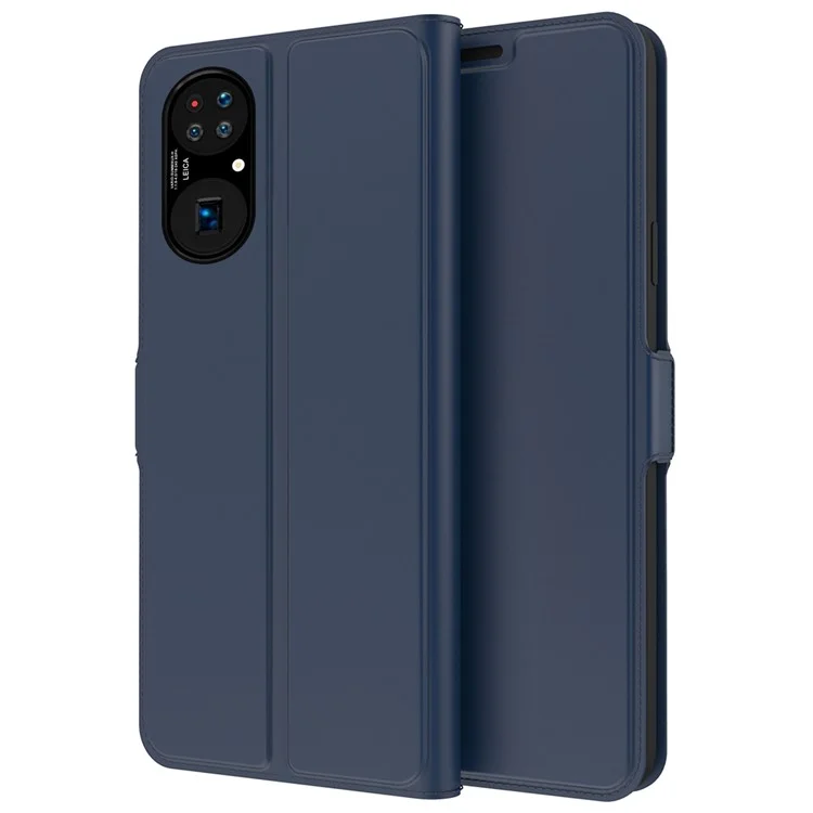 For Huawei P50 4G PU Leather Flip Protective Phone Case Double Magnetic Clasp Stand Card Slot Folio Cover - Blue