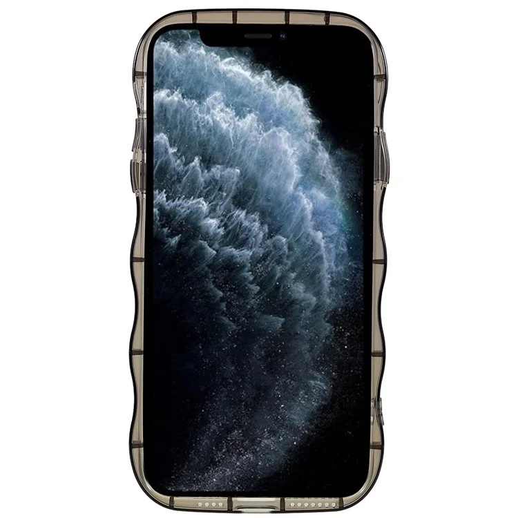 Para Iphone 11 Pro Max 6.5 Pulgadas Case de Borde de Ondas Impreso en Forma de Onda TPU Suave TPU Bien Protegida Por la Cubierta Del Teléfono Protegida - Negro Transparente / Corazón
