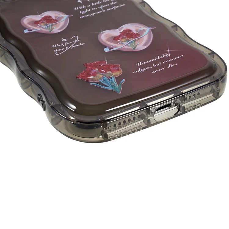 Para Iphone 11 Pro Max 6.5 Pulgadas Case de Borde de Ondas Impreso en Forma de Onda TPU Suave TPU Bien Protegida Por la Cubierta Del Teléfono Protegida - Negro Transparente / Corazón