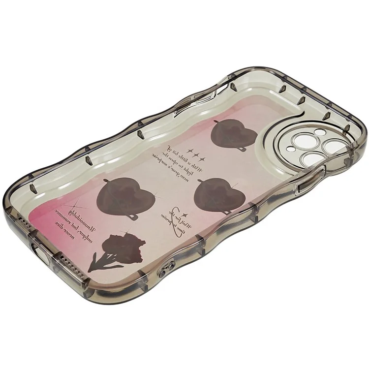 Para Iphone 11 Pro Max 6.5 Pulgadas Case de Borde de Ondas Impreso en Forma de Onda TPU Suave TPU Bien Protegida Por la Cubierta Del Teléfono Protegida - Negro Transparente / Corazón