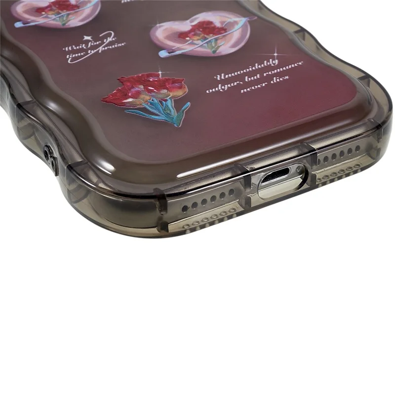 For iPhone 11 6.1 inch Wave-shaped Edge Pattern Printed Protector Anti-shock Soft TPU Phone Case Cover - Transparent Black / Heart